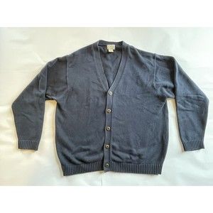 Vintage LL Bean Navy Blue Grandpa Knit Sweater Button Cardigan (0 KU38) Men’s XL